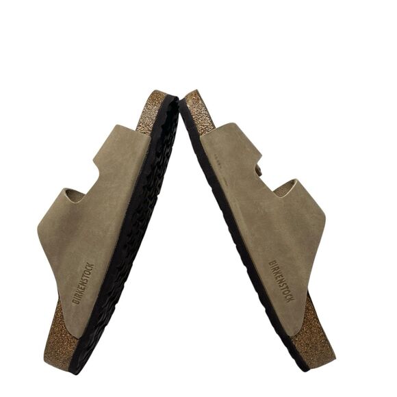 Birkenstock Arizona Sandals Mens 10 Taupe Oiled Leather Slip On Soft Footbed - Picture 9 of 12